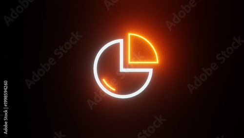 Neon Pie Chart Icon Glowing Data Analytics Background