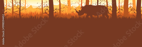 Serene outdoor environment presentation layout with rhino graphic