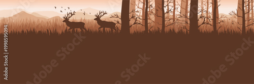 Photography Peaceful natural forest scenery with wild animals and soft hues