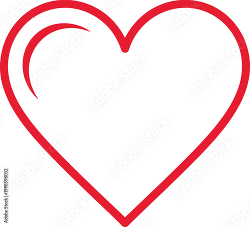 Red heart shape outline Vector