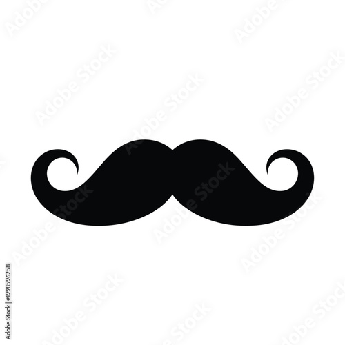 Classic black mustache silhouette a symbol of facial hair and style