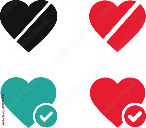 Heart icon set Vector