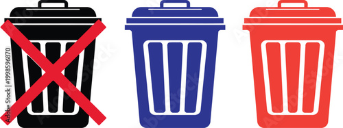 Three trash bin icons Vector