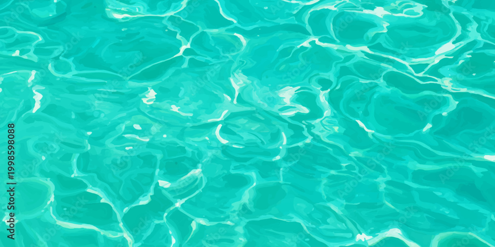 Naklejka premium Bright turquoise water ripples background with shimmering sunlight caustics and abstract liquid texture in a pool