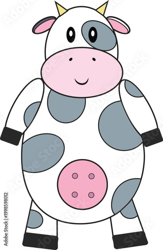 Vaca Geometrica com formas basicas e cores basicas - Geometric cow with basic shapes and basic colors