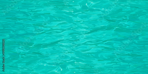 Bright turquoise water ripples background with shimmering sunlight caustics and abstract liquid texture in a pool