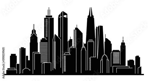 city skyline silhouette with modern skyscrapers and urban architecture high quality professional detailed elegant stylish clean crisp vibrant colorful digital creative