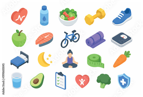 Healthy lifestyle icons and symbols.