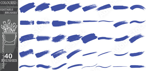 Blue Coloured Watercolour Brushes, Paint Brush Set, 40 Brushes, Art Supplies