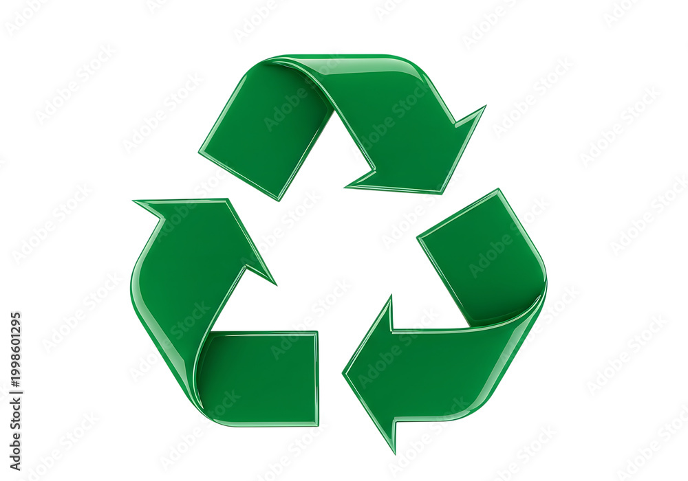 Fototapeta premium Green recycling symbol and arrows icon