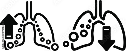 Lung Function Icons: Up Arrow for Inhalation, Down Arrow for Exhalation