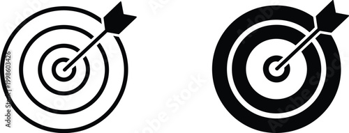Two Target Icons with Arrow bullseye dart