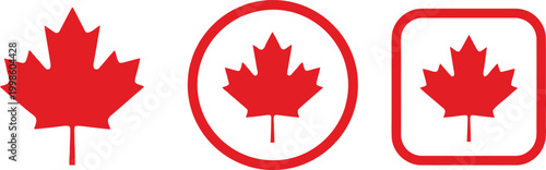 Canada day celebration vibrant red maple leaf icons for national pride