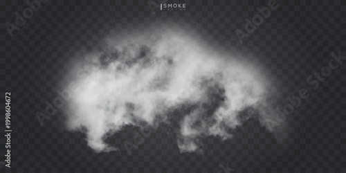 Fog or smoke isolated transparent special effect. White vector cloudiness, mist or smog background. Vector illustration