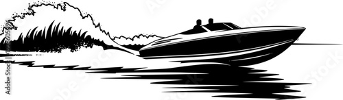 Speed boat transport vehicle nautical vessel silhouette vector illustration