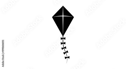 Canvas-taulu black kite silhouette with tail on white background silhouette high quality prof
