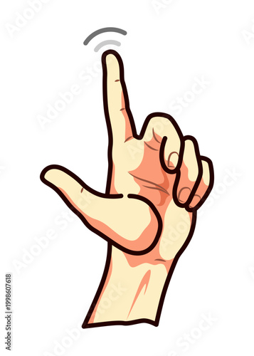 Pointing index finger icon with motion clean flat illustration of hand performing single tap suitable for ui prompts tutorial arrows interactive buttons for touchscreen demos