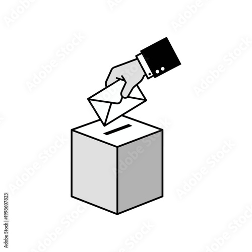A hand dropping a ballot into a voting box, symbolizing democracy and electoral processes.