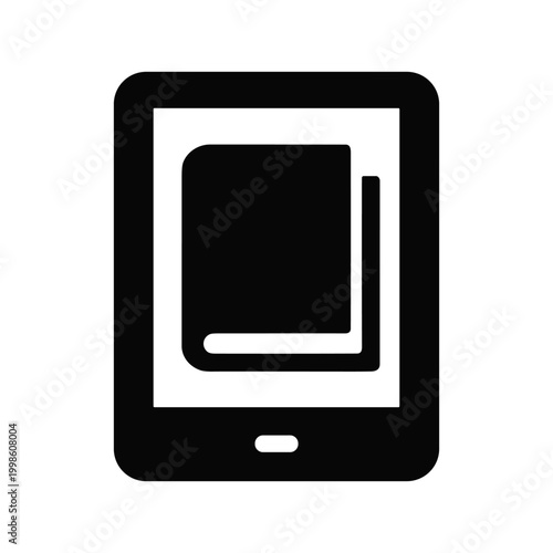 Ebook reader solid black icon vector illustration