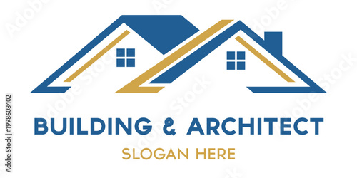 Modern Building and Architect Logo with Abstract Roof House Design