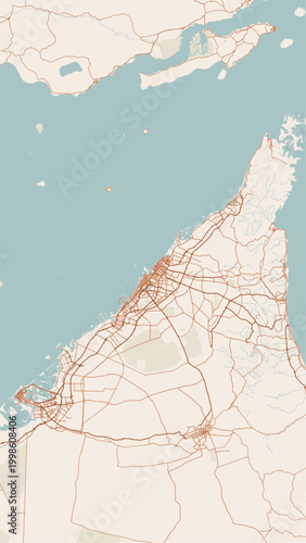 Foto Modern minimalist vector map of Dubai, UAE