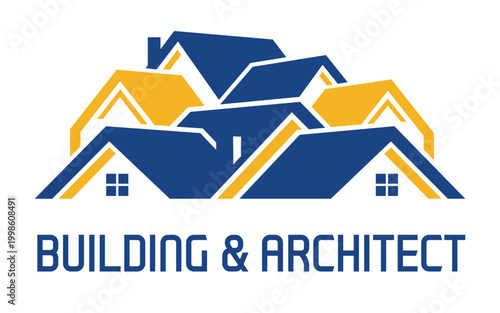 Modern Building and Architect Logo with Abstract Roof House Design