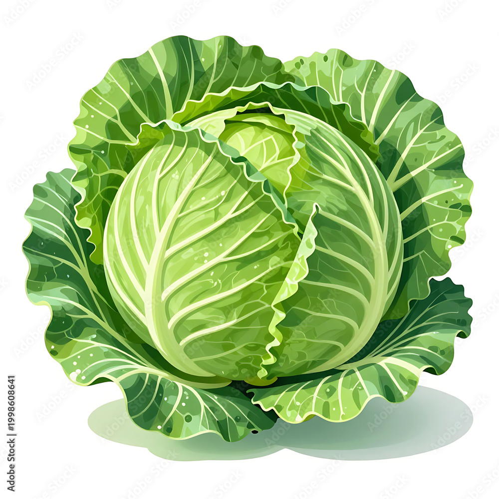 Obraz premium Fresh green savoy cabbage whole on white background for healthy cooking