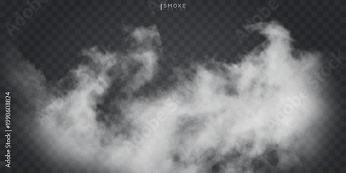 Fog or smoke isolated transparent special effect. White vector cloudiness, mist or smog background. Vector illustration