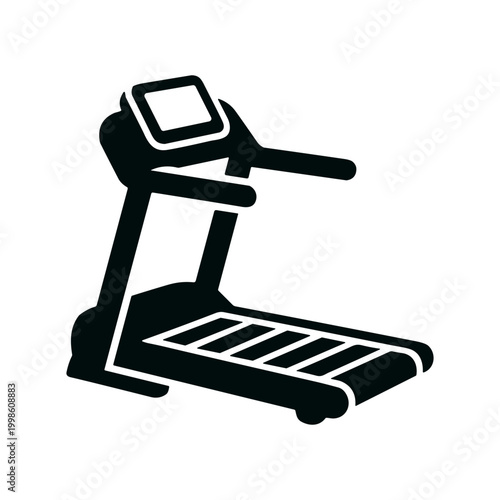 Treadmill solid black icon vector illustration