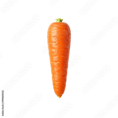 Fresh organic carrot with green leaves isolated on white background