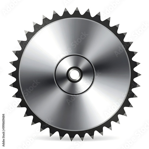 3D metallic gear isolated on white background for industrial design and engineering