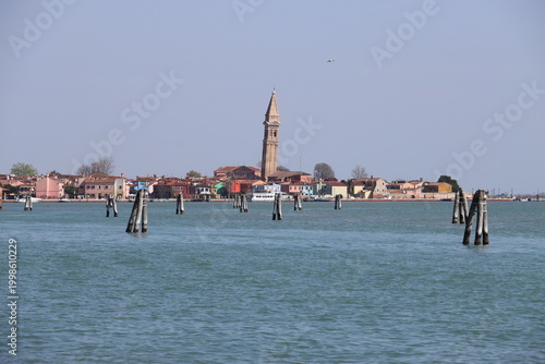 View from the boat on Burano island, Italy 