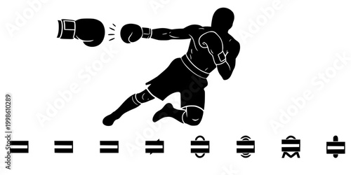 Boxer Bob and Weave Defensive Stance Silhouette Vector