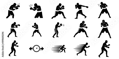Boxer Bob and Weave Defensive Stance Silhouette Vector