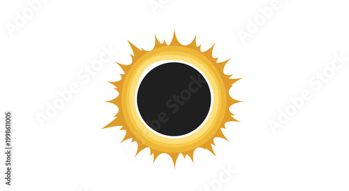 A striking illustration captures the awe-inspiring moment of a total solar eclipse, with the moon perfectly obscuring the sun, radiating a golden corona.