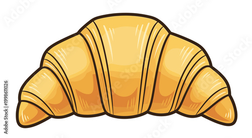 A perfectly baked and golden-brown croissant illustration, showcasing its flaky layers and inviting shape, ready for a delightful breakfast or snack.