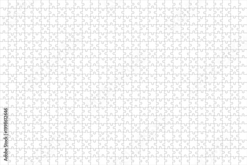 Jigsaw puzzle blank template or cutting guidelines of transparent pieces. Pieces are easy to separate (every piece is a single shape). Jigsaw puzzle transparent template. Vector illustration