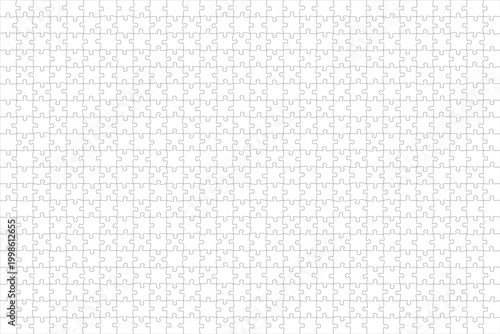 Jigsaw puzzle blank template or cutting guidelines of transparent pieces. Pieces are easy to separate (every piece is a single shape). Jigsaw puzzle transparent template. Vector illustration