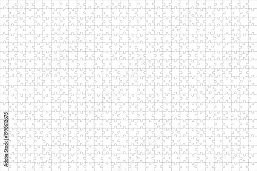 Jigsaw puzzle blank template or cutting guidelines of transparent pieces. Pieces are easy to separate (every piece is a single shape). Jigsaw puzzle transparent template. Vector illustration