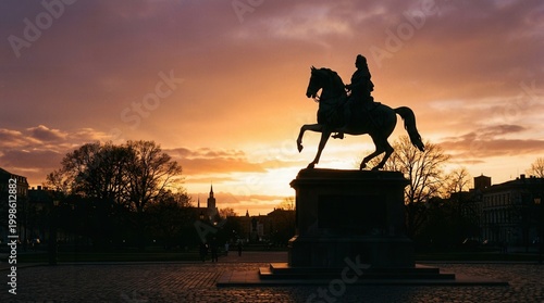 Christian v equestrian statue silhouette at copenhagen sunset