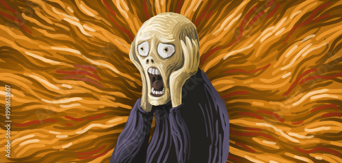 Photography screaming man doodle expressionist outsider art