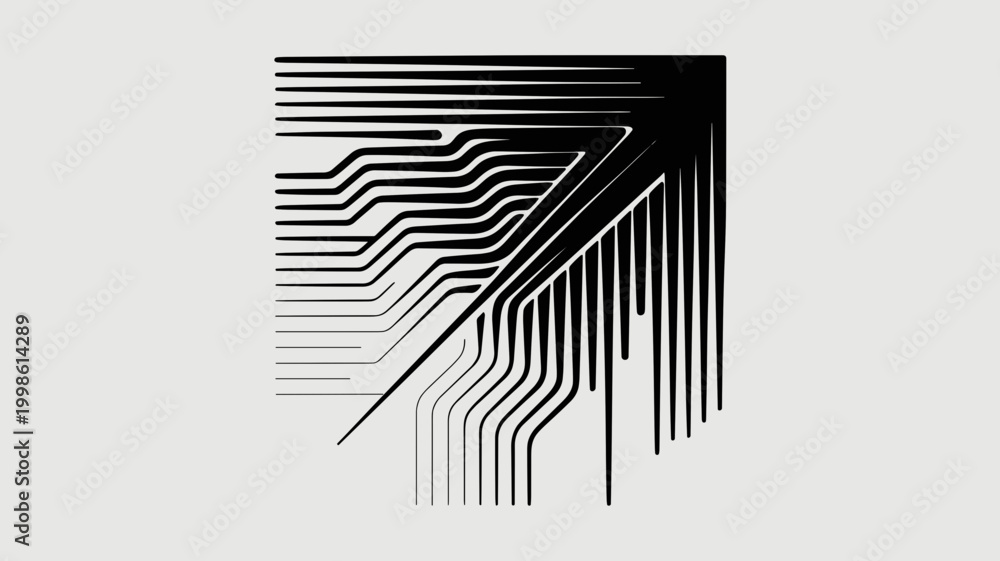 Fototapeta premium Cascading parallel lines abstract mark - Ideal for data speed visualization, modern textile patterns, or high-tech graphic design.