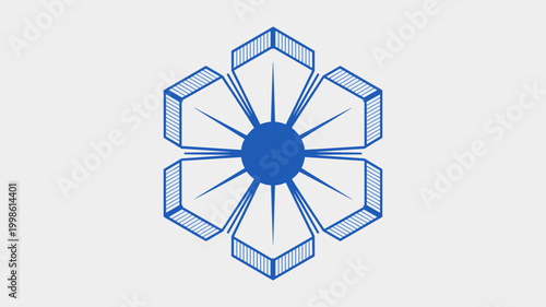 Electric blue crystalline structure mark - Great for jewelry design logos, mineralogy education, or high-tech crystal research.