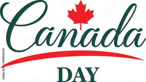 Canada day celebration festive logo with maple leaf and red design