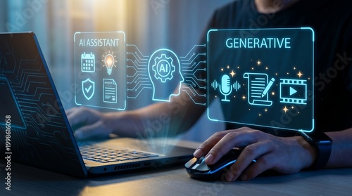 Ai assistant and generative ai technology concept