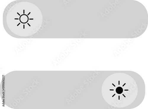Sun and moon day and night dark mode toggle switch . Light and dark theme UI interface graphic element for app and website development.