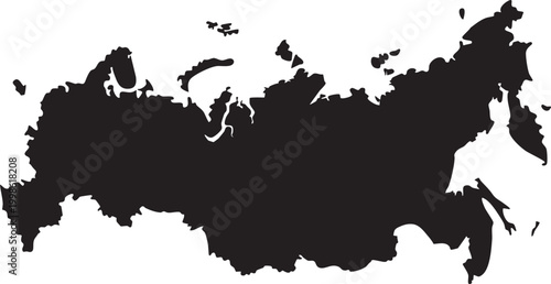 Black silhouette map of Russia simple vector illustration for design isolated on white background