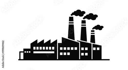 factory building silhouette on transparent background high quality