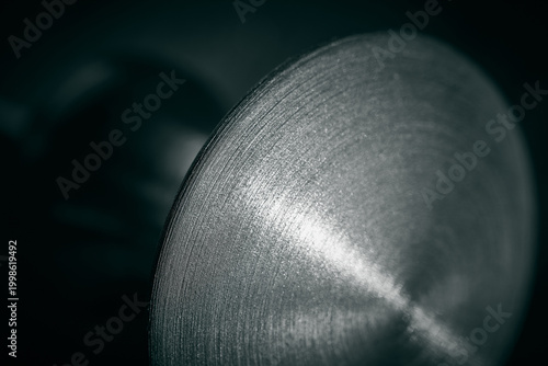 Macro Shot of Minimalist Nordic Design Zinc Alloy Door Knob with Brushed Metal Texture