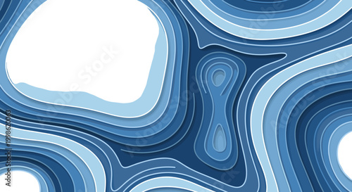 Abstract blue layered pattern with flowing contours